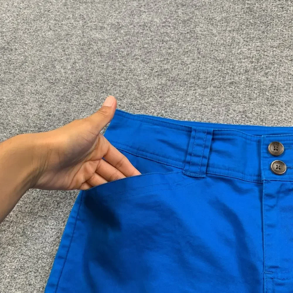 Crazy Shirts Shorts Women 4 Mid Rise Bermuda Stretch Cotton Pocket Zip Fly Chino